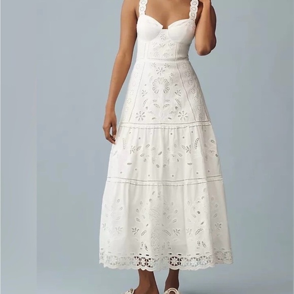 FARM Rio Richelieu Broderie Anglaise Midi Sundress Size L pre-owned. - Picture 2 of 13